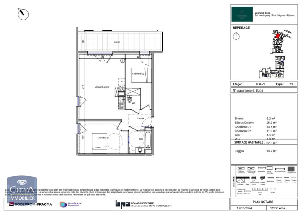 location Appartement - 3 pièce(s) - 62 m² Béziers (34500)