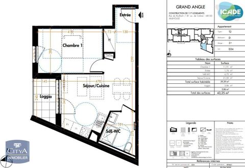  Appartement  louer 2 pices 39 m