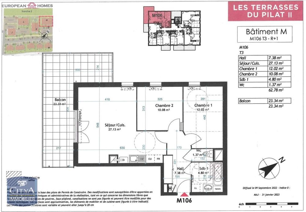 location Appartement - 3 pièce(s) - 63 m² Chasse-sur-Rhône (38670)