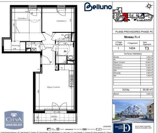  Appartement � louer 3 pi�ces 56 m�