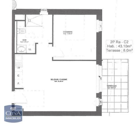  Appartement � louer 2 pi�ces 43 m�