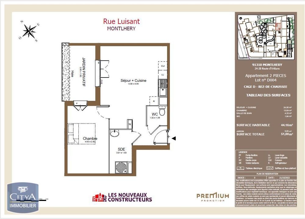 location Appartement - 2 pièce(s) - 44 m² Montlhéry (91310)