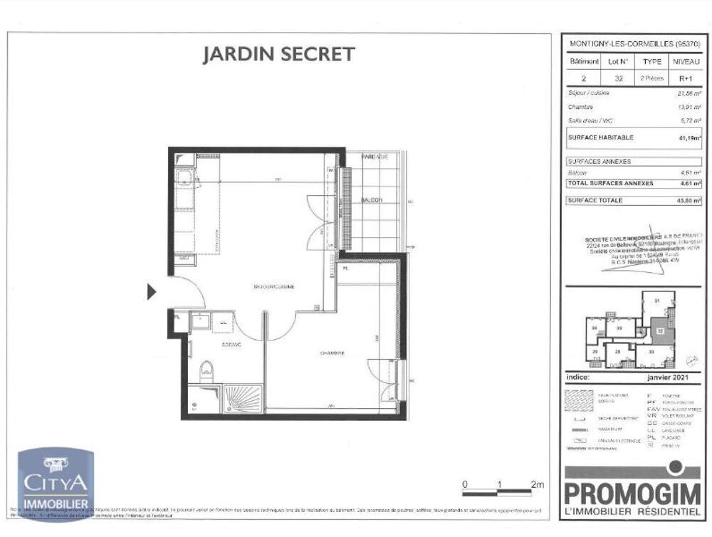 location Appartement - 2 pièce(s) - 41 m² Montigny-lès-Cormeilles (95370)