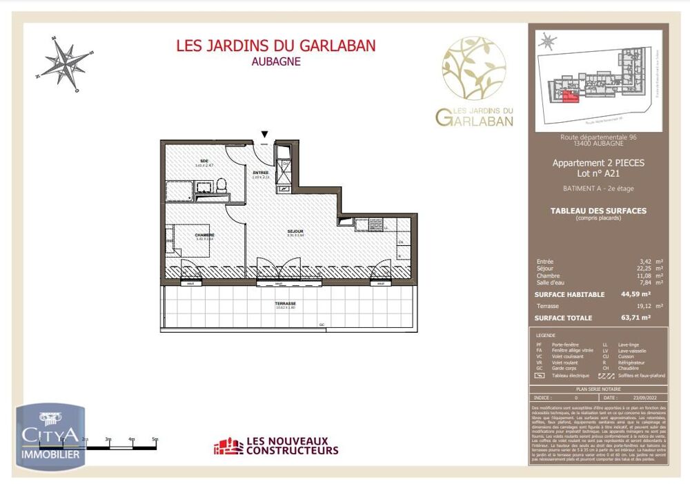 location Appartement - 2 pièce(s) - 45 m² Aubagne (13400)