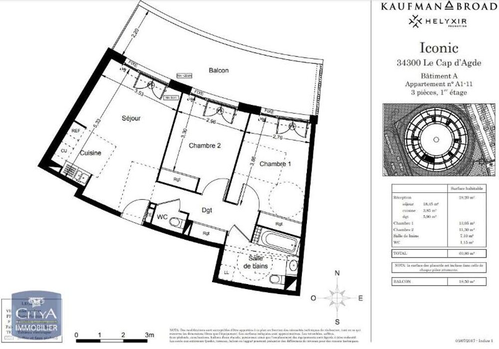 location Appartement - 3 pièce(s) - 61 m² Agde (34300)