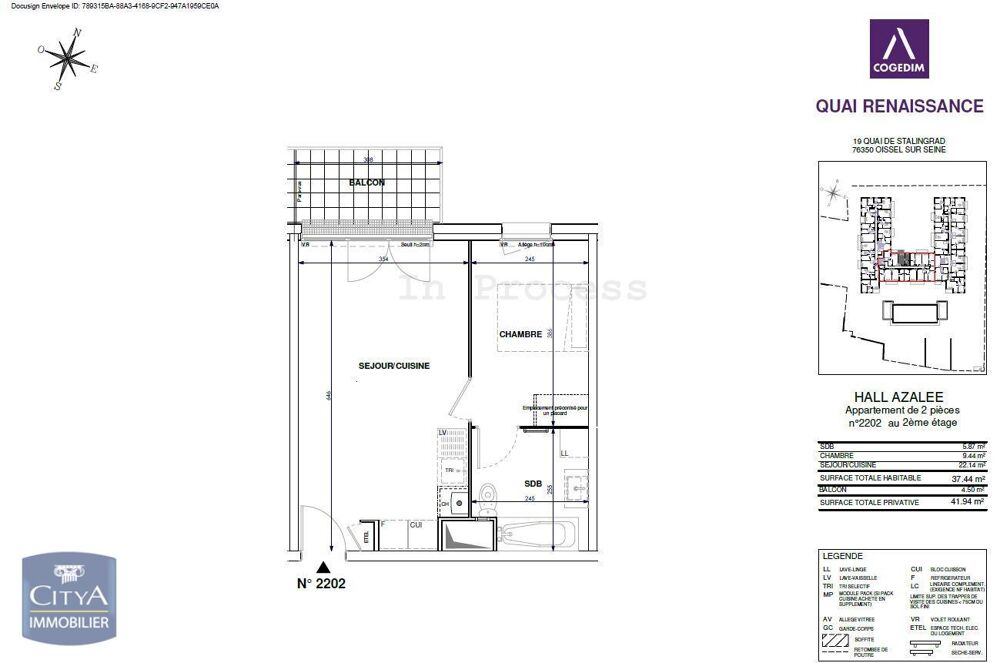 location Appartement - 2 pièce(s) - 37 m² Oissel (76350)
