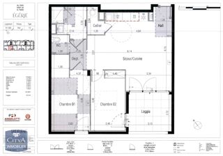  Appartement à louer 3 pièces 65 m²
