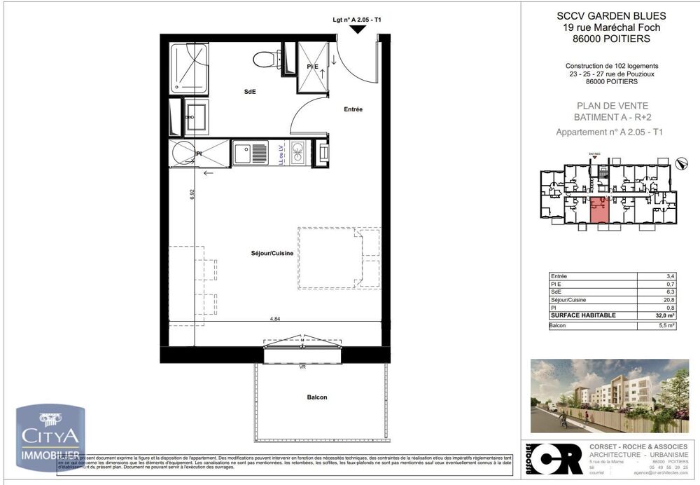 location Appartement - 1 pièce(s) - 32 m² Poitiers (86000)