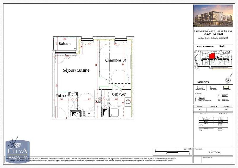 location Appartement - 2 pièce(s) - 41 m² Le Havre (76600)