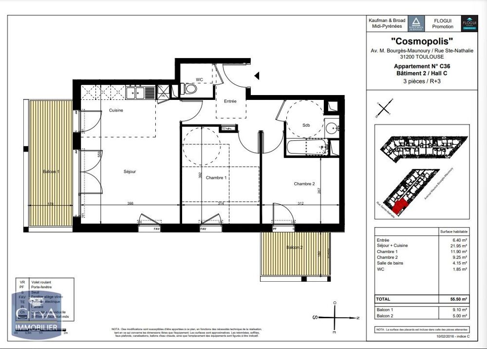 location Appartement - 3 pièce(s) - 56 m² Toulouse (31200)