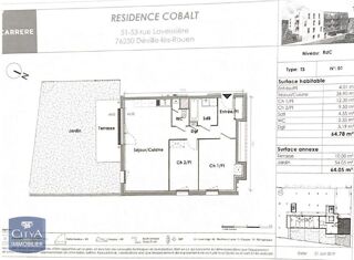  Appartement � louer 3 pi�ces 65 m�