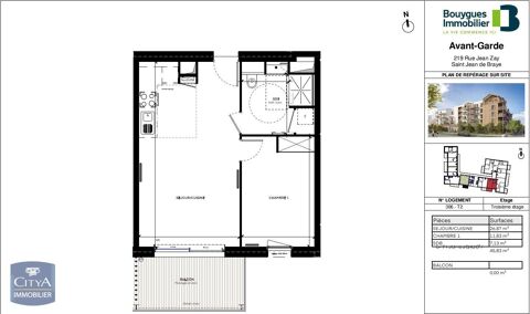  Appartement  louer 2 pices 46 m