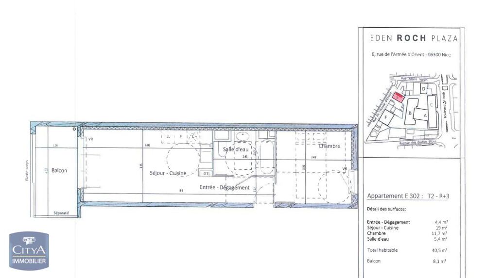 location Appartement - 2 pièce(s) - 41 m² Nice (06000)