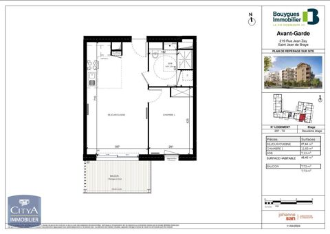  Appartement  louer 2 pices 46 m