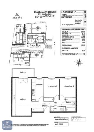  Appartement � louer 3 pi�ces 64 m�