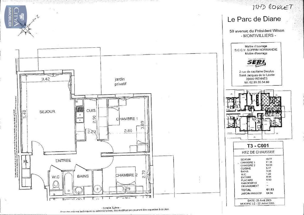 location Appartement - 3 pièce(s) - 62 m² Montivilliers (76290)
