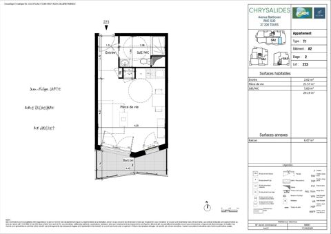  Appartement  louer 1 pice 29 m