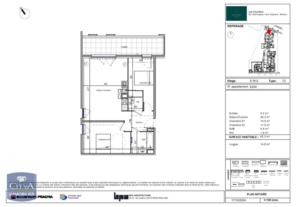 location Appartement - 3 pièce(s) - 62 m² Béziers (34500)