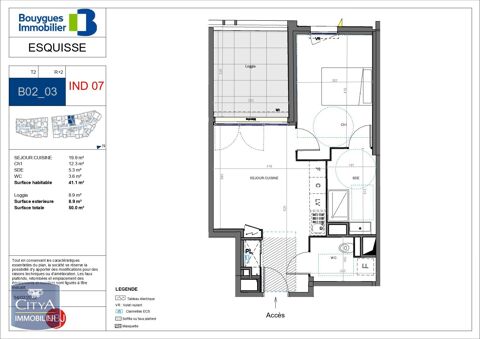  Appartement  louer 2 pices 41 m