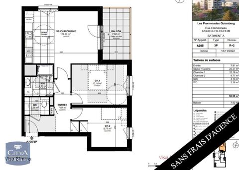  Appartement � louer 3 pi�ces 59 m�