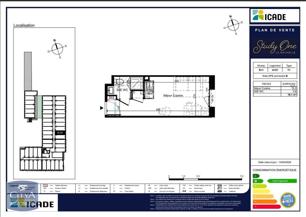 location Appartement - 1 pièce(s) - 18 m² La Rochelle (17000)