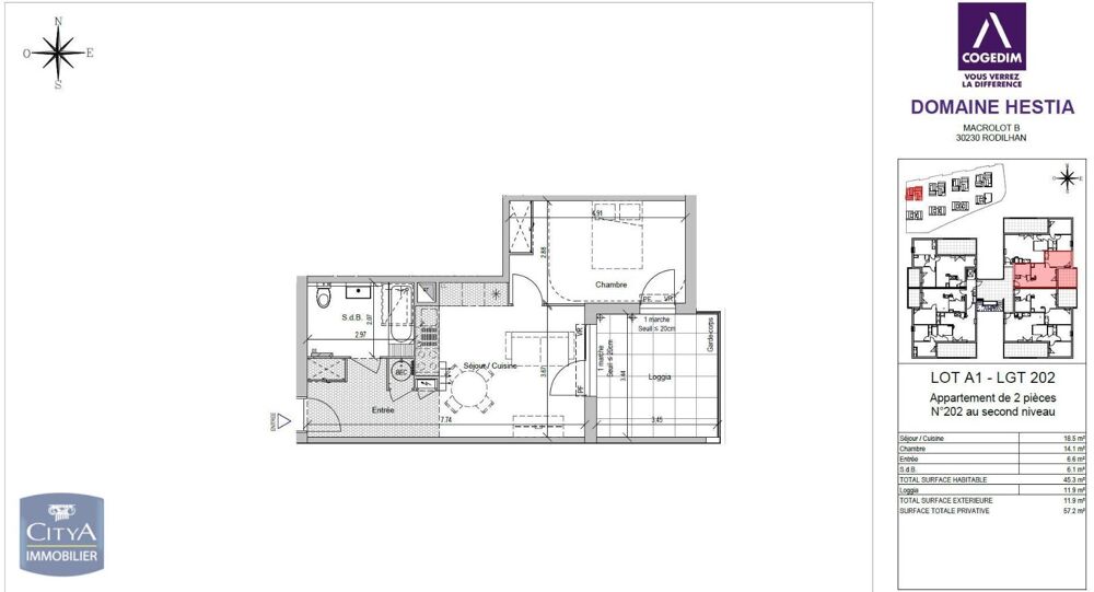 location Appartement - 2 pièce(s) - 45 m² Rodilhan (30230)