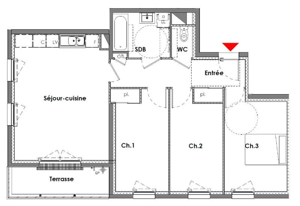 location Appartement - 4 pièce(s) - 74 m² Le Havre (76600)