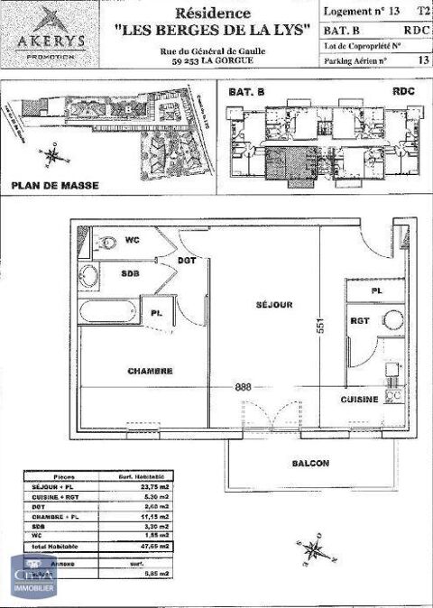   Location Appartement Appartement - 2 pi�ce(s) - 48 m�