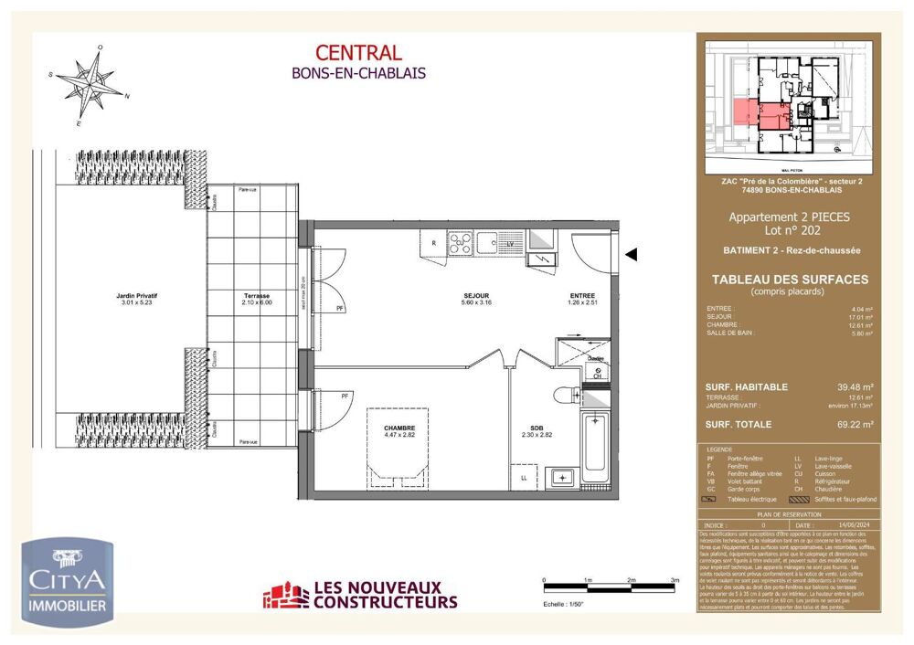 location Appartement - 2 pièce(s) - 39 m² Bons-en-Chablais (74890)