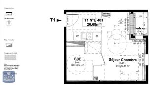  Appartement à louer 1 pièce 27 m²