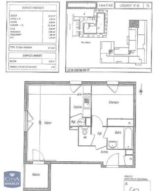  Appartement à louer 2 pièces 47 m²