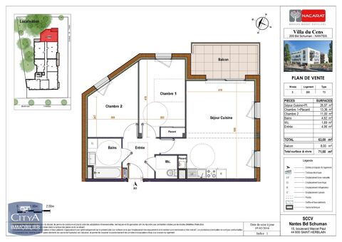  Appartement � louer 3 pi�ces 63 m�