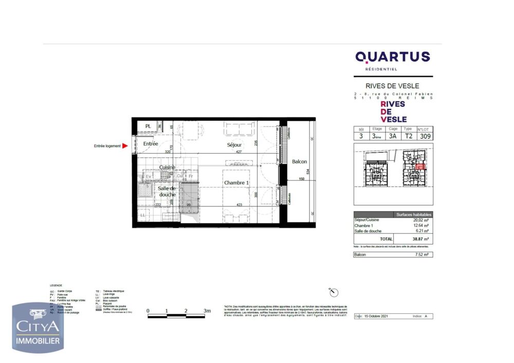 location Appartement - 2 pièce(s) - 39 m² Reims (51100)