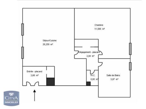  Appartement � louer 3 pi�ces 61 m�