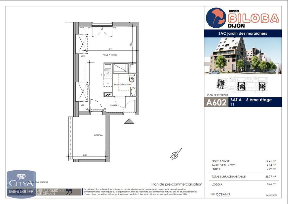 location Appartement - 1 pièce(s) - 26 m² Dijon (21000)