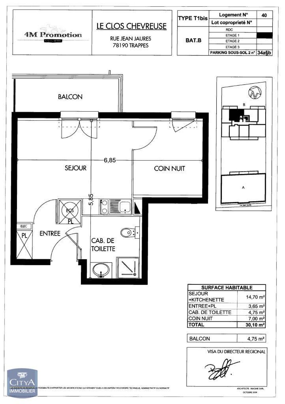 location Appartement - 1 pièce(s) - 23 m² Trappes (78190)