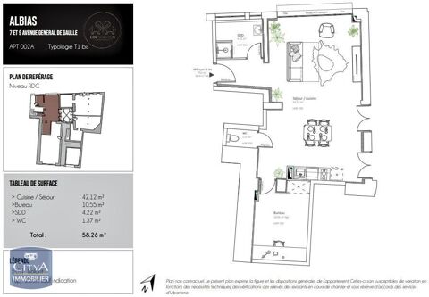  Appartement � louer 2 pi�ces 58 m�