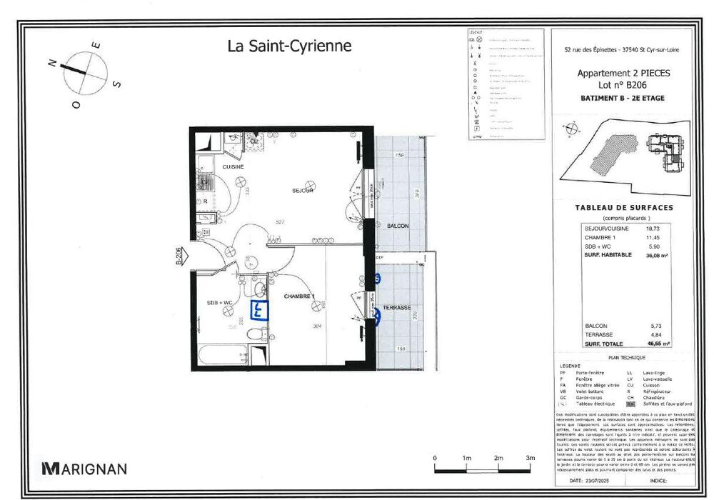 location Appartement - 2 pièce(s) - 36 m² Saint-Cyr-sur-Loire (37540)