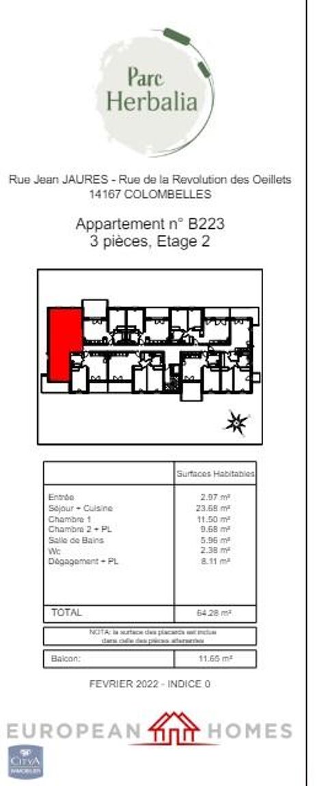  Appartement � louer 3 pi�ces 64 m�