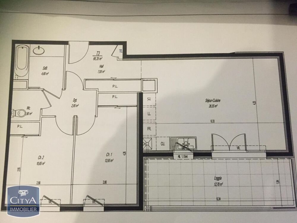 location Appartement - 3 pièce(s) - 66 m² Villeurbanne (69100)