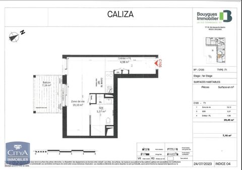  Appartement  louer 1 pice 29 m