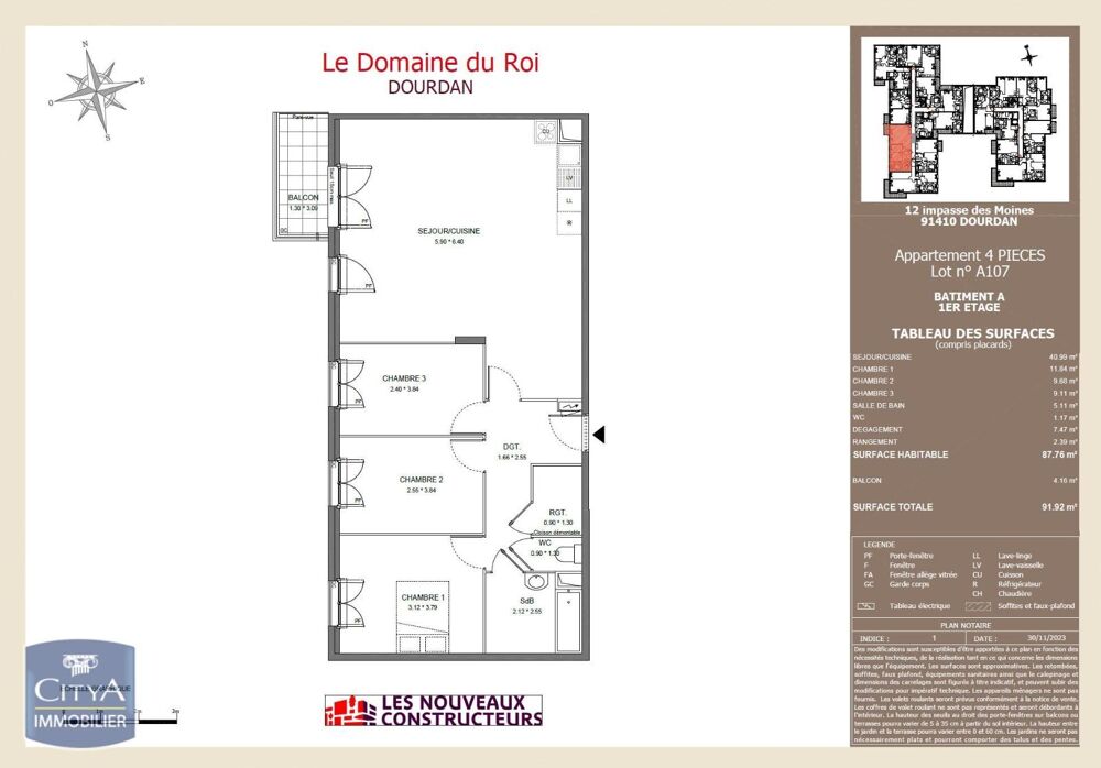 location Appartement - 4 pièce(s) - 88 m² Dourdan (91410)
