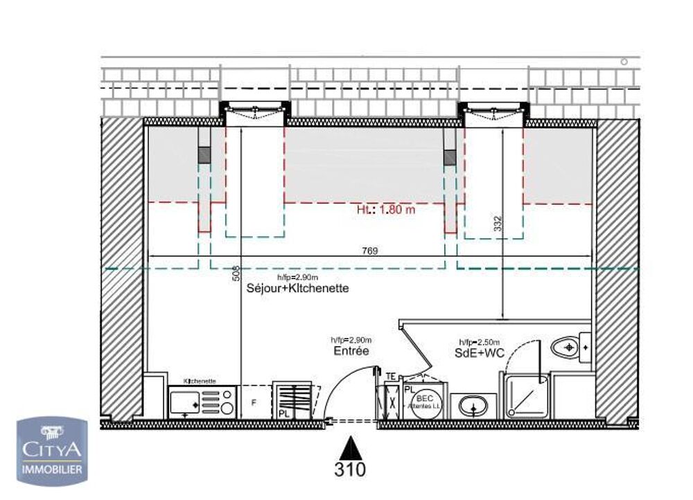location Appartement - 1 pièce(s) - 30 m² Arras (62000)