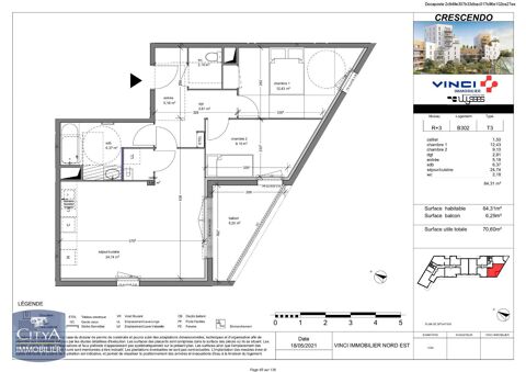  Appartement  louer 3 pices 64 m