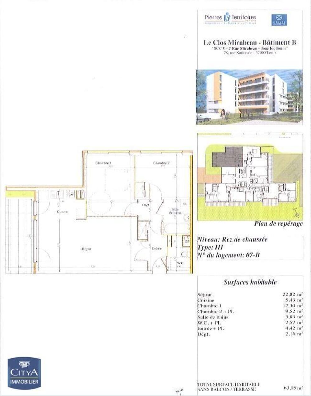 location Appartement - 3 pièce(s) - 63 m² Joué-lès-Tours (37300)