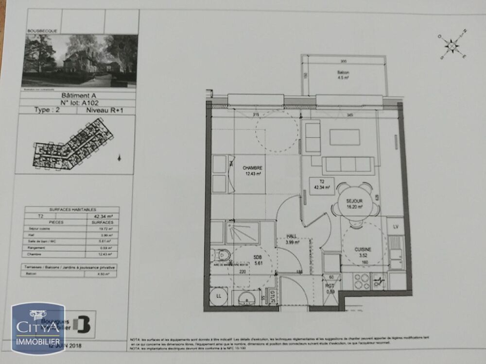 location Appartement - 2 pièce(s) - 42 m² Bousbecque (59166)