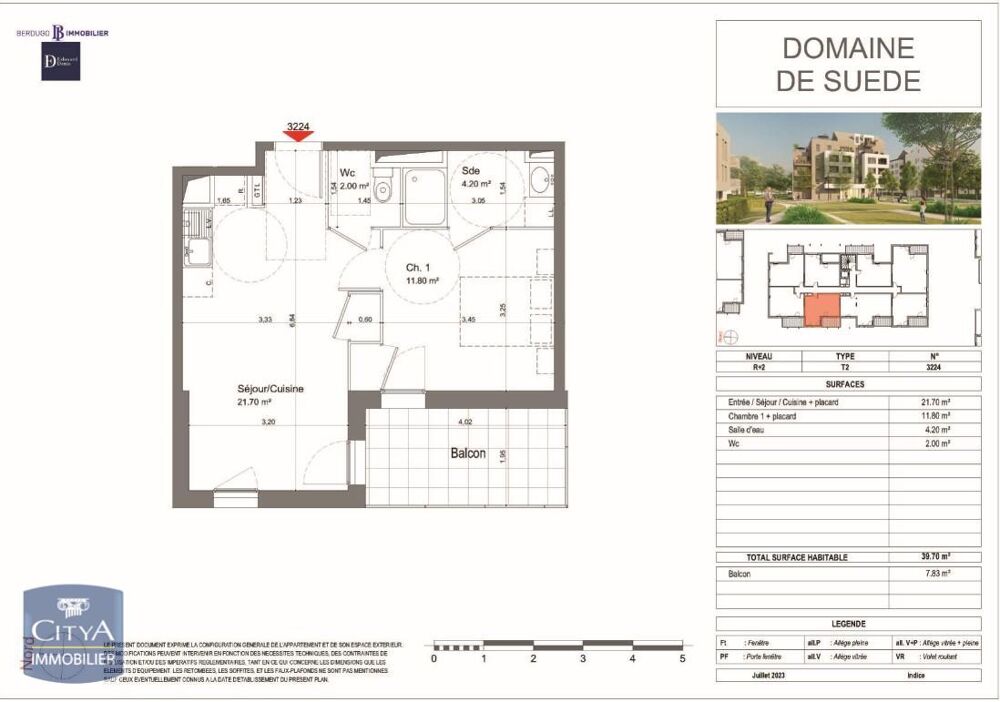 location Appartement - 2 pièce(s) - 40 m² Tours (37100)