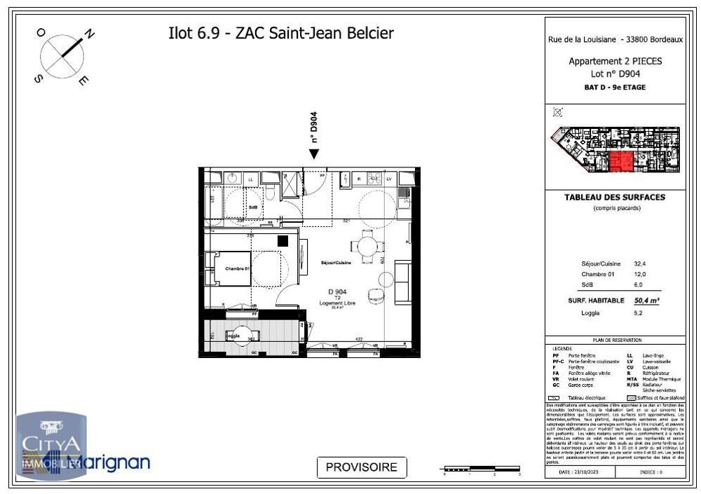 location Appartement - 2 pièce(s) - 50 m² Bordeaux (33800)