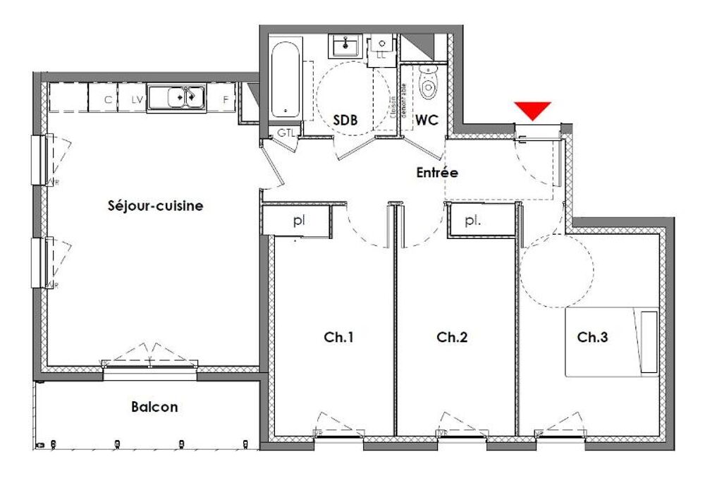 location Appartement - 4 pièce(s) - 74 m² Le Havre (76600)