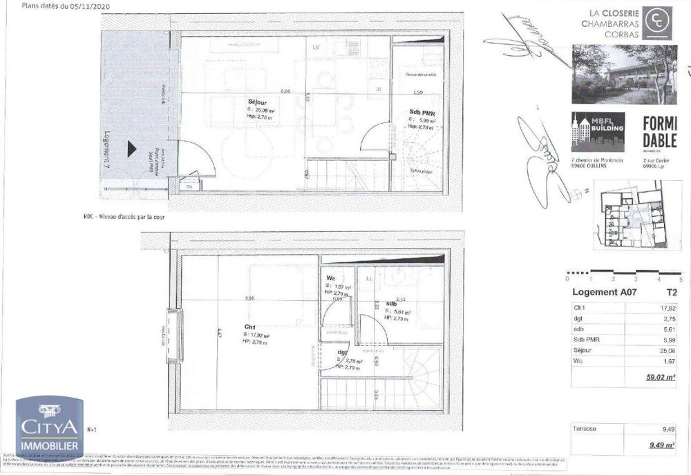 location Appartement - 2 pièce(s) - 59 m² Corbas (69960)